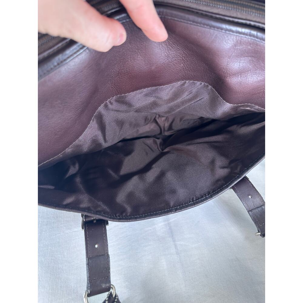 Claire Chase Executive 13"-15" Laptop Bag Dark Brown Leather Pockets Business - Picture 4 of 15